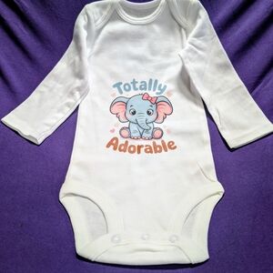 Carter's White One-Piece with Blue and Pink Elephant Graphic